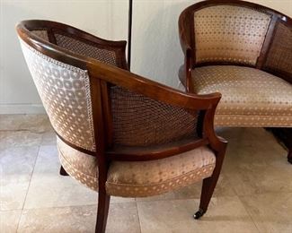 Charlotte chair company chairs pair	25.5 inches wide, 22 inches deep seating height 17 inches.	
