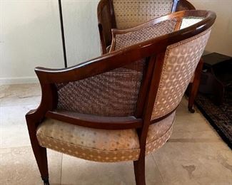 Charlotte chair company chairs pair	25.5 inches wide, 22 inches deep seating height 17 inches.	
