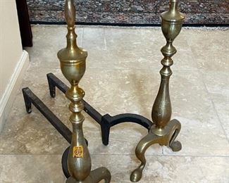 Brass fireplace andirons