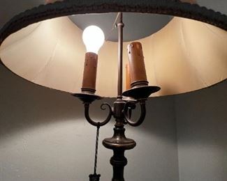 Solid, brass candlestick floor lamp	64 inches tall lampshade diameter,  19 inches	
