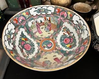 CHINESE BOWL FAMILLE ROSE MEDALLION	10 inch diameter 4.5 inches tall	
