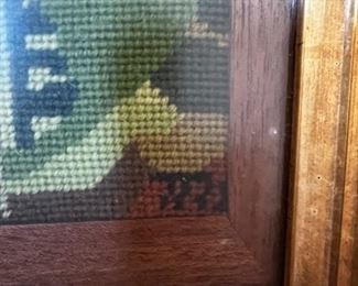 Mid Century Modern Folk Art Figure and Landscape Needlepoint Wall Artwork	32 inches x 34 inches	
