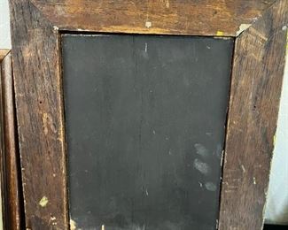 Old folk art wooden picture, girl holding flowers	14 x 12	
