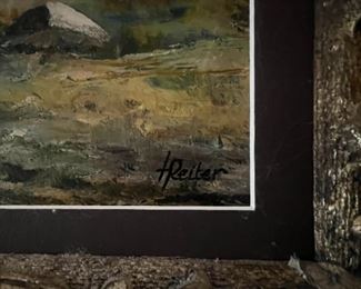 Original oil, painting, T Reiter scenic trees along a stream	26 x 29	
