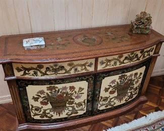 Wood Credenza with Floral Design