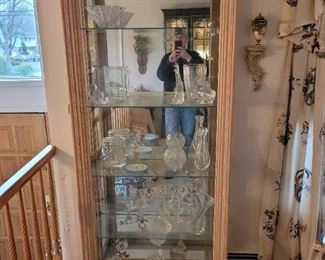 Wood Curio Cabinet with Glass Shelves