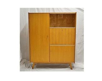 Beautiful Mid Century (c 1962) Armoire and Writing Desk Cabinet With Hutch – made in Germany
