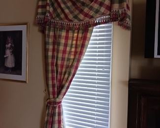 Pink and green plaid window treatments for sale