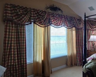 Pink and green window treatments for sale plaid