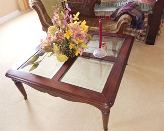 Four glass panel coffee table