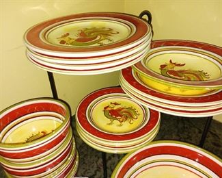 Assortment of rooster Farm theme dishes