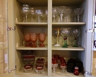 Assortment of wine glasses cut to clear Ruby