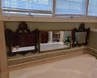 Assortment of antique in Victorian mirrors