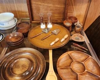 Dansk tray and other wood serving pieces