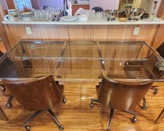 Cool vintage glass and chrome table with a removable leaf