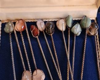 Agate and metal cocktail picks