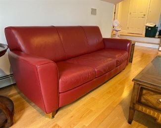 Red Leather couch 89" long