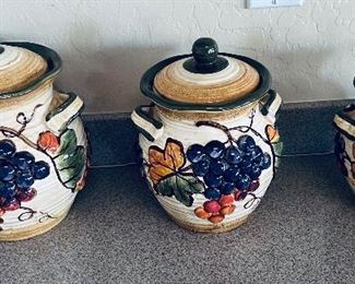 Matching grape canisters and plate set $40