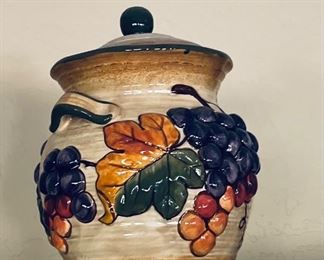 Matching grape canisters and plate set $40