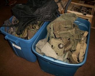 Vintage Army Belts, Canteens and Various Items