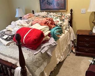 Queen size bedroom suite and linens