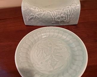 Celadon Pillow and plate