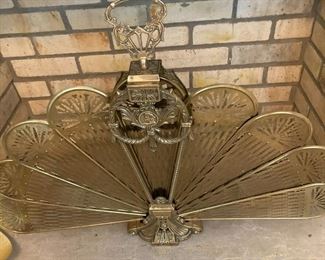 Brass Peacock Fireplace Screen
