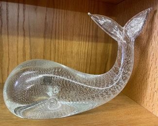 Glass Whale Figurine 