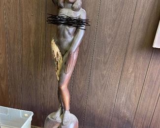 Wooden Naked Lady Statue