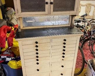 1930's Dental Chest (Milk glass drawer inserts) 