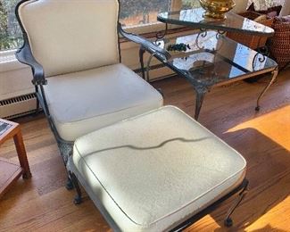 Vintage French Provincial style armchair and ottoman