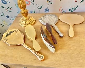 Vintage mirrors and brushes