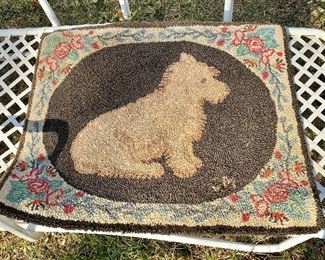 Macadoo hand hooked rug signed CM
