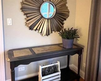 Console table w/smoky glass