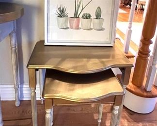 Gold tone painted nesting tables 