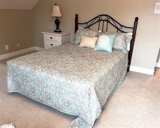 Queen head board and mattress - king size bed spread w/2 shams 