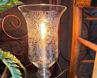 Matching pair of beautiful Vtg. etched glass lamps