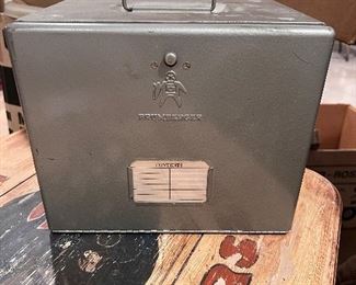 Vtg. Brumberger heavy metal film storage box 