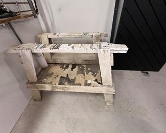 2 wood work horses 