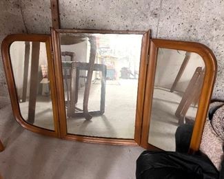 Vtg. Vanity w/mirror and stool