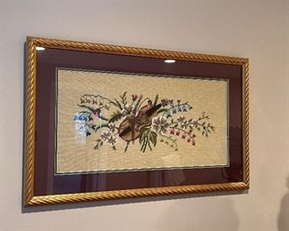 Beautiful needlepoint violin floral handmade picture