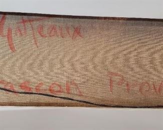 Original large oil painting on canvas by listed artist "Marcel Gatteaux", titled "Tarascon Provence". Canvas measures 4 ft. x 6 ft. with frame 56" x 80".