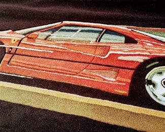 Custom designed Ferrari rug / wall hanging. (4 1/2 foot x 9 foot)
