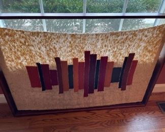 Unique woven piece -stretched and framed.
