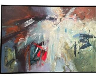 $1910 - Signed Connie Slack Abstract Original Art MA133-15                                                                                                               Description: Abstract piece by artist Connie Slack. Unusually muted tones for this artist in a very large piece signed.
Condition: Very good
Dimensions: 66 X 46"H
Location: Local pick up Bethesda, MD.  Contact us for shipper suggestions