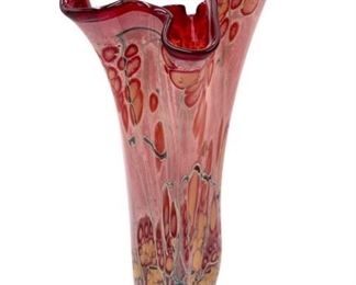 $300 - Italian Millefiori Horn of Plenty Murano glass vase Sign P Benely Anno JB59-5                                               Description : Vintage Italian hand blown Millefiori Horn of Plenty Murano glass vase, 1990's. Murano Glass Millefiori Horn Of Plenty Vase Signed by P Benely Anno 92' Italian- Year 1992 Made in Italy Venetian hand blown glass, Murano style organic scalloped edge Glass- Horn O Plenti. Millefiori is- Combo of Italian words "mille" (thousand) "fiori"

DIMENSIONS: 18.75"H x 8" x 8"

CONDITION: This item is in excellent condition vintage Venetian Horn Milli vase. Please refer to photos for a more detailed look at condition. We make every attempt to list and photograph any defects or signs of wear that are significant to this sale.

Local Pick up Bethesda, MD.  Contact us for shipper suggestions.