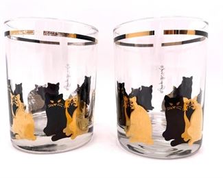 $150 - Pair of Georges Briard Vintage MCM Cat Low Ball Cocktail Glasses JB59-8                                                                Description : Vintage Georges Briard Gold and Etched Cat Low Ball Cocktail Glasses a Set of 11 Whimsical MCM gold cats with etched cats and a gold/etched rim detail signed on the glass Georges Briard. These are great for a whimsical addition to any bar. Also great for the cat lovers.

LOCATION: Bethesda, MD.  Contact us for shipper suggestions.

DETAILS + DIMENSIONS: 4 in h x 3in diameter

CONDITION: Please refer to photos for a more detailed look at condition. We make every attempt to list and photograph any defects or signs of wear that are significant to this sale