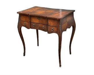 $360 - Antique Two Drawer Ornate Inlay Flip Top Vanity / Table LS55-9                                                                                                  Exquisite dressing table / vanity.  Gorgeous wood. The table has one central compartment with a flip up mirror and one additional compartment on each side. Furthermore, the front has a total of three drawers.
The dressing table is in very good condition

Local pick up Potomac, MD.  Contact us for shipper suggestions.

Length : 29
Width : 19
Height : 29.5