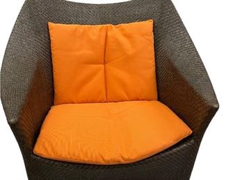 $800 - Janus et Cie Amari Vita Dining Arm Chair in Bronze w Saffron Cushions  LS55-5                                                       Description : Janus et Cie Amari Vita Dining Arm Chair in Bronze JANUS et Cie is an industry leader and a definitive source for enduring site, garden and casual furnishings. Discriminating taste in design demands the utmost attention to detail. JANUS et Cie has traveled the world to bring you products which are creative, innovative and inspiring. All products are made of finest original materials and of lasting quality. It brings the best of casual furnishings to your home, each piece an example of superb design and superior craftsmanship. Cushions are Sunbrella.

Condition Desc. : This piece is in like new condition with virtually no signs of wear or use. Please refer to photos for a more detailed look at condition. We make every attempt to list and photograph any defects or signs of wear that are significant to this sale.

Local pickup Potomac, MD