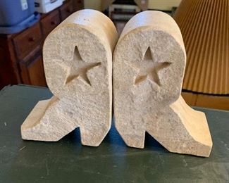 Stone Texas star cowboy boot bookends